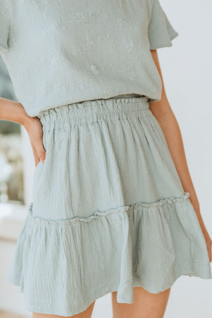EDMA MINT EMBROIDERED SKIRT