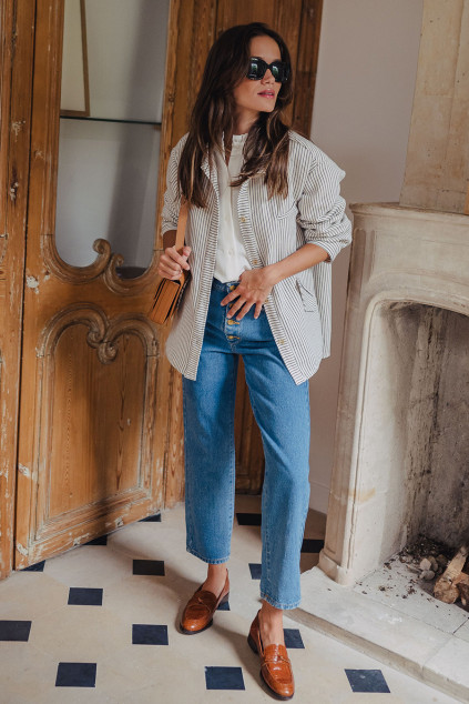 VESTE GINA RAYURES JEAN