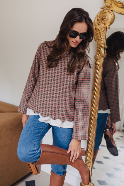 BALTHAZAR CHECK BLOUSE...