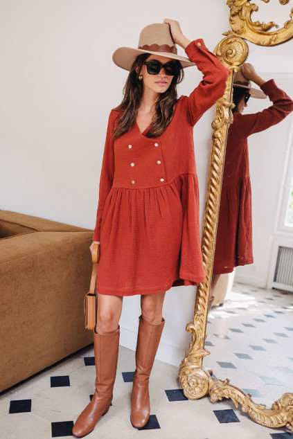 ROBE JADE GRENAT COTON