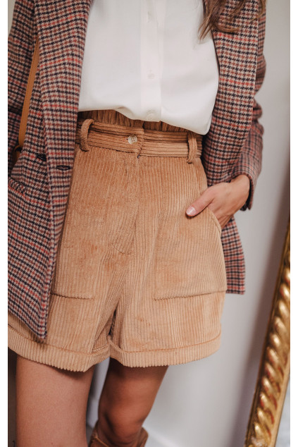 SHORT JONAS VELOURS BRUN