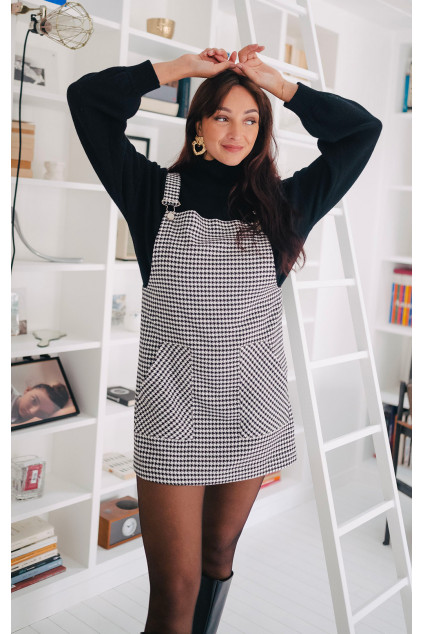 ALBERTINE PINAFORE HOUNDSTOOTH