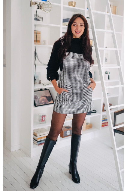 ALBERTINE PINAFORE HOUNDSTOOTH
