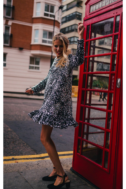 Janna Silver Sequin Dress