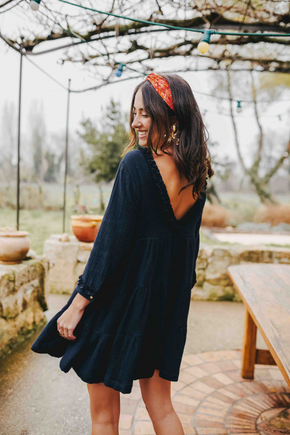 ROBE ISSA NOIR COTON