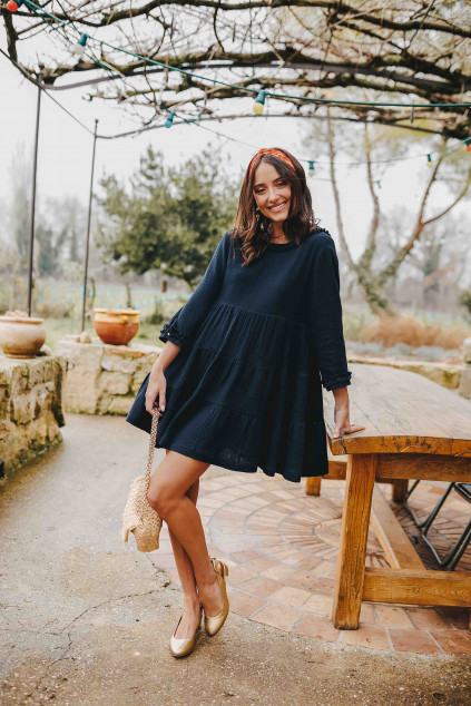 ROBE ISSA NOIR COTON