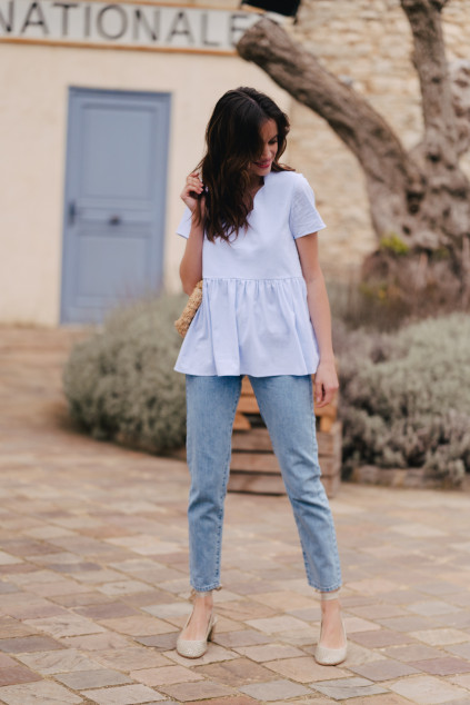 BLOUSE MARTHA BLEU COTON