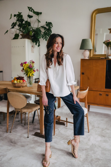 DINA WHITE COTTON BLOUSE