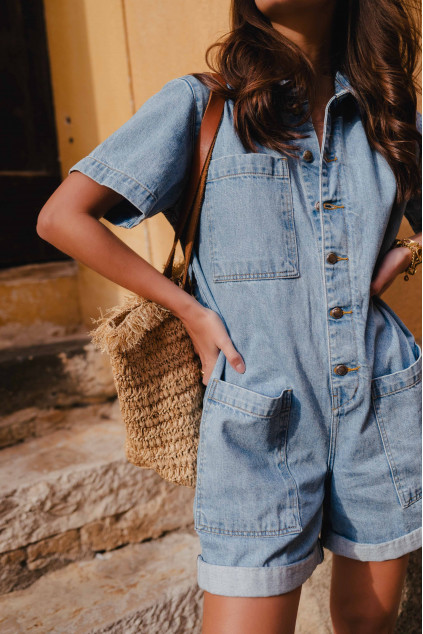 CHUCK BLEACHED DENIM JUMPSUIT