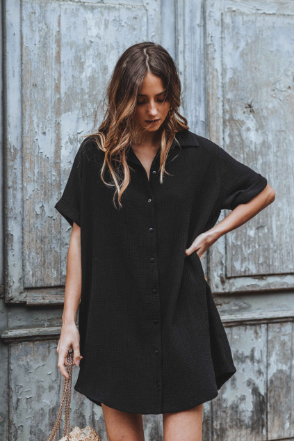 ROBE LISA NOIR COTON