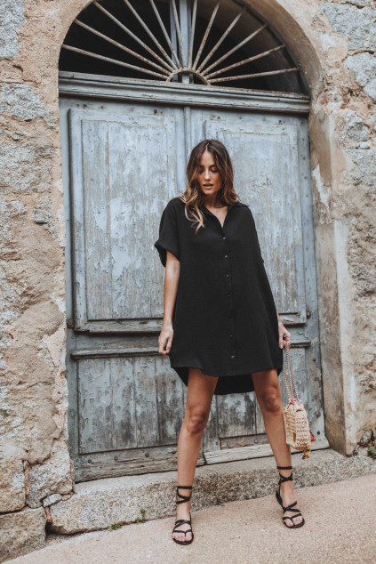 ROBE LISA NOIR COTON