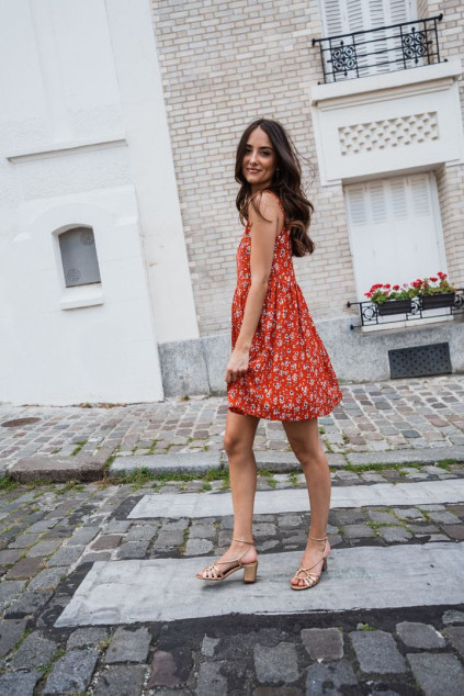 ROBE ADÈLE ROUGE FLEURI