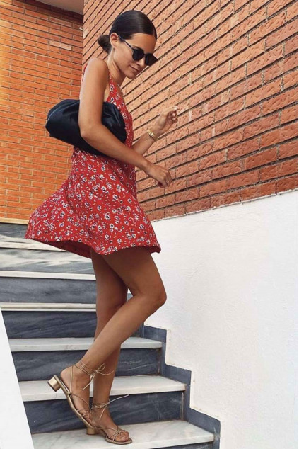 ROBE ADÈLE ROUGE FLEURI