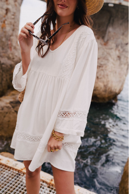 ROBE ALICIA LIN VISCOSE BLANC