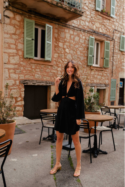 ROBE ORIA LIN VISCOSE NOIR