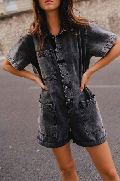 GRAY DENIM CHUCK JUMPSUIT
