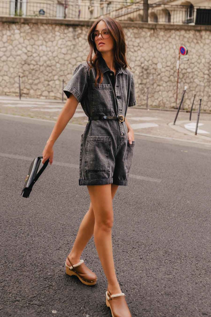 GRAY DENIM CHUCK JUMPSUIT