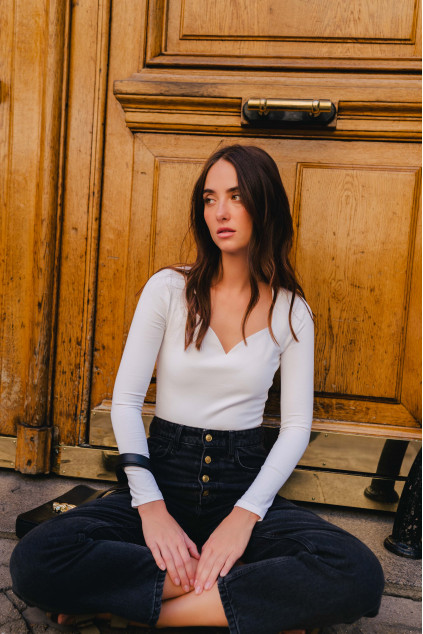 TOP BLEUET BLANC