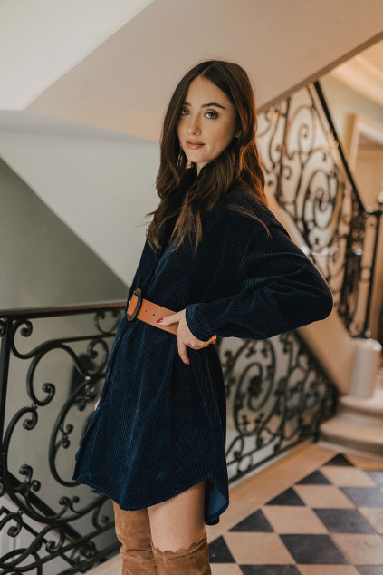 ROBE LISON VELOURS MARINE
