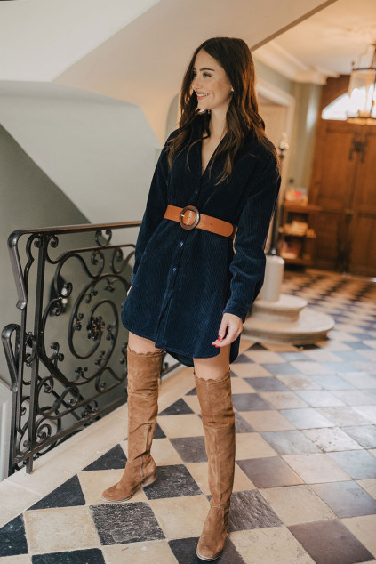 ROBE LISON VELOURS MARINE