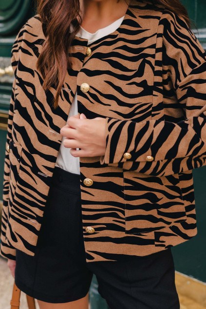 VESTE CHARONNE VELOUR ZEBRE