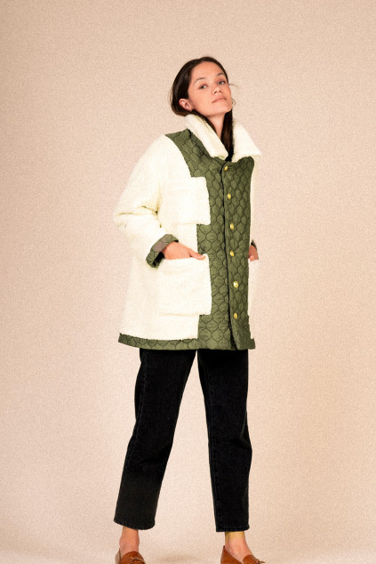 KHAKI QUILTED PUFFY JACKET