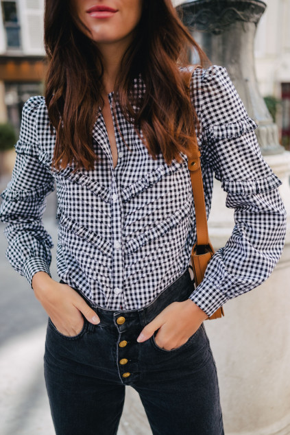 BLACK VICHY BLOUSE LORRAINE