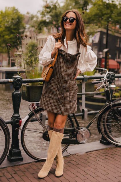 PIPPA CAMEL CHECKERED DUNGAREE