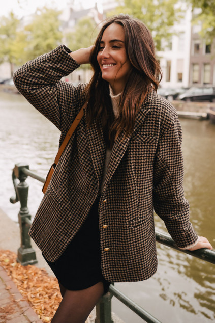 ENORA COAT CHECKER CAMEL