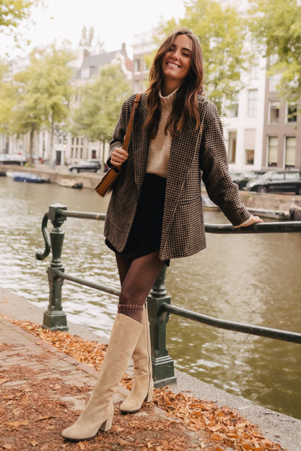 ENORA COAT CHECKER CAMEL