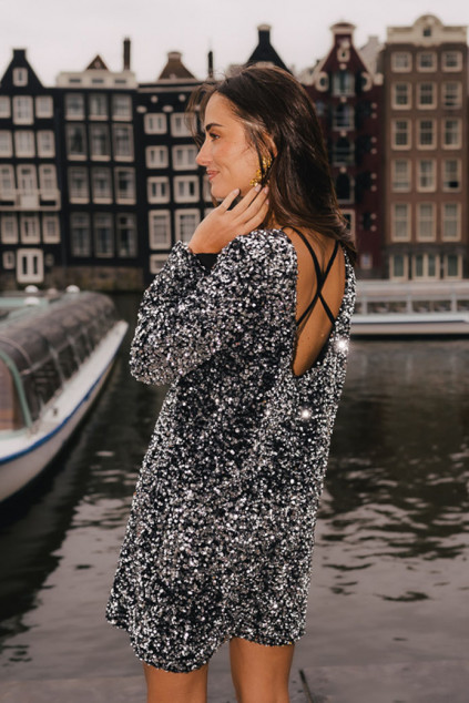 ROBE ROSITA SEQUIN SILVER