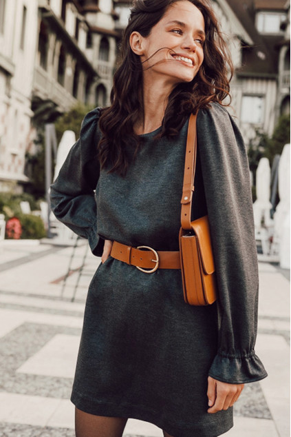 TESS DRESS GRAY HEATHER
