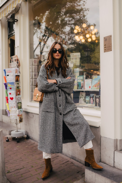 JÉRÉMY BLACK HERRINGBONE COAT