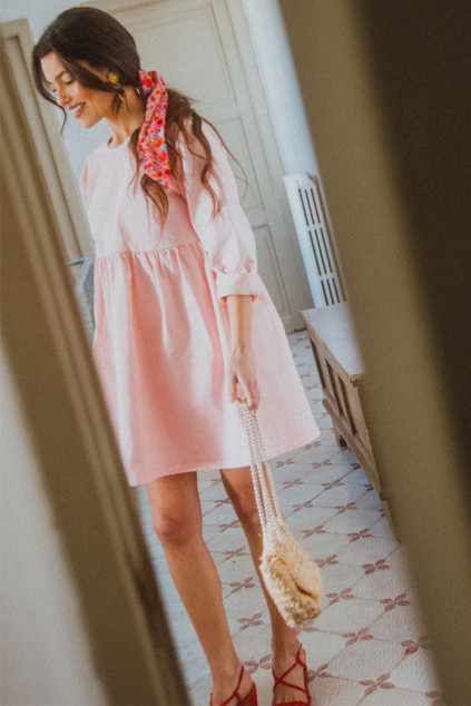 ROBE JANETTE DENIM ROSE