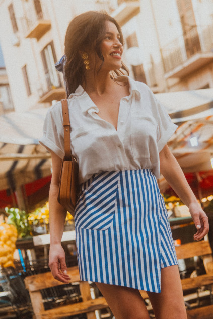 MILEY STRIPES BLUE SHORT SKIRT