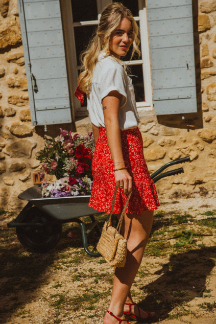 JUSTINE KUAZA RED SKIRT