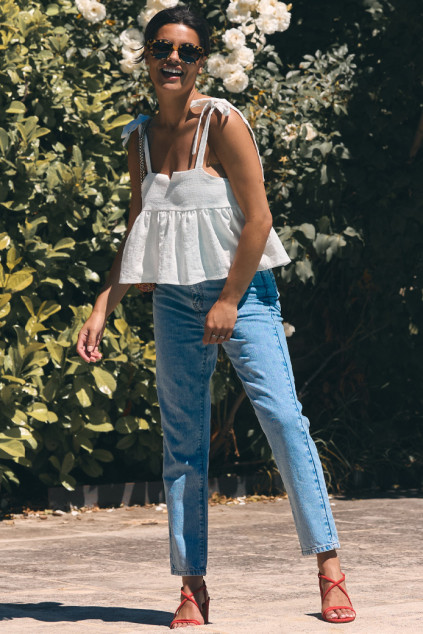 TOP RIVIERA LIN BLANC