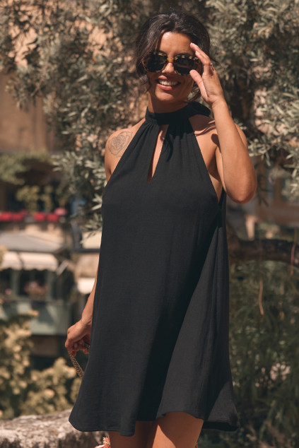 OLGA DRESS LIN VISCOSE BLACK