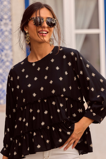 FAY INKA BLACK BLOUSE