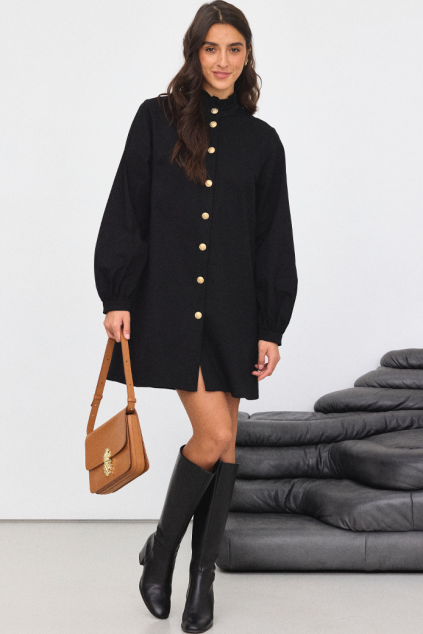 MAÉVA BLACK GABARDINE DRESS
