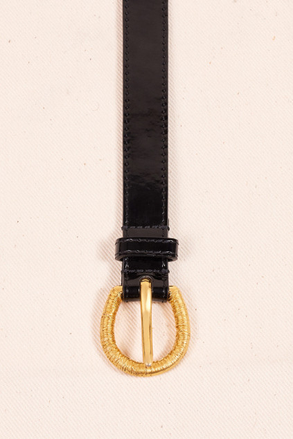 MINI FAELLE BLACK VARNISH BELT