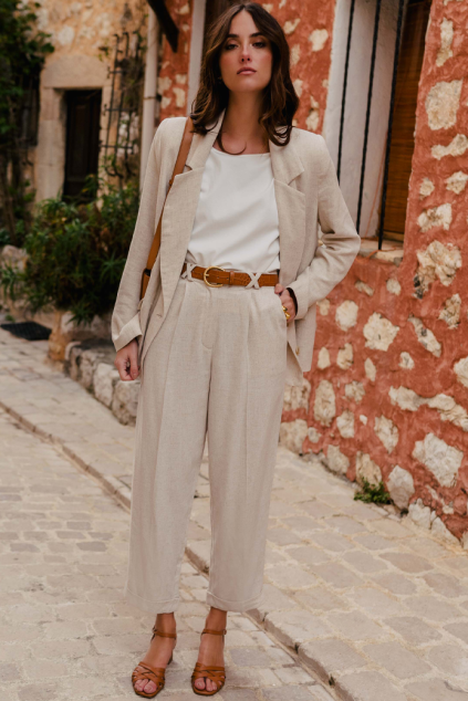 BEIGE VISCOSE LINEN...