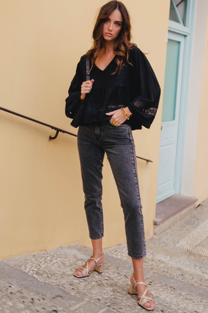 AMY LIN BLACK VISCOSE BLOUSE