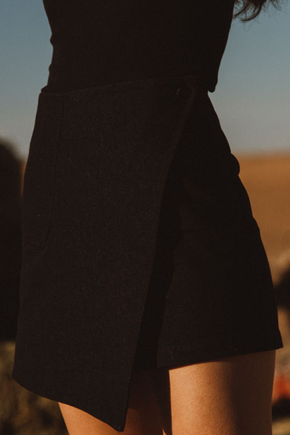 MILEY BLACK DENIM SKIRT SHORT