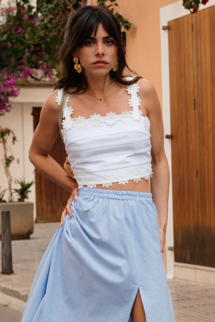 TOP Balsa Poplin White Daisies