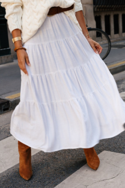 JUPE JASMINA LIN VISCOSE BLANC