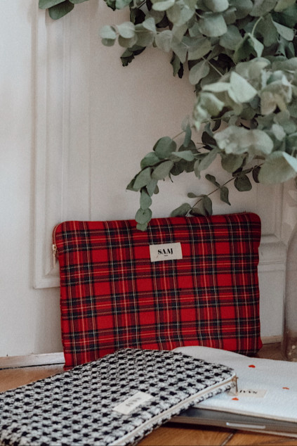 POCHETTE MIRA TARTAN ROUGE