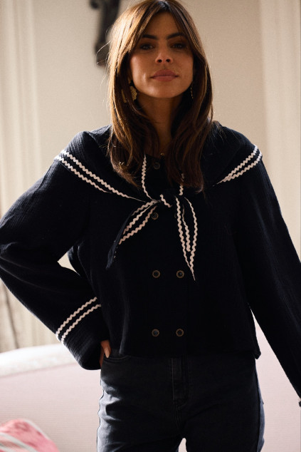 BASMA BLACK AND WHITE BLOUSE