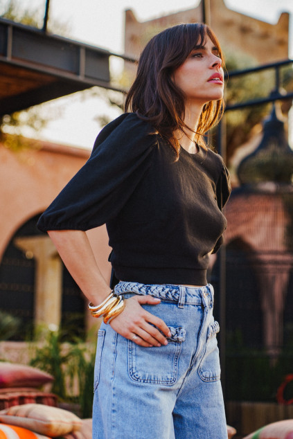 BLOUSE BUSRA LINO NOIR