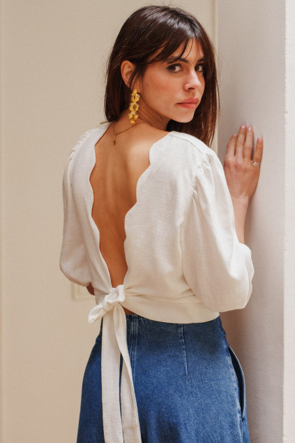 BLOUSE BUSRA LINO BLANC